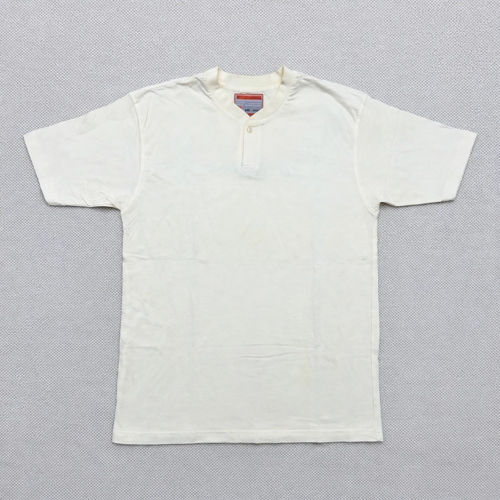 Vintage 90s Bugle Boy Authentics Henley T-Shirt Hi Tech Survival Cream Men's L